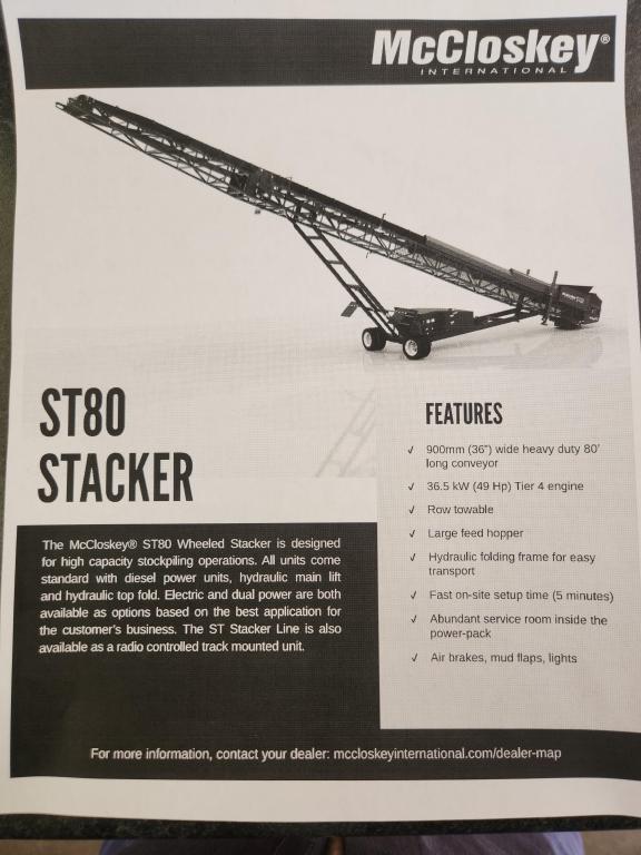 2019 Mccloskey St80 Stacker