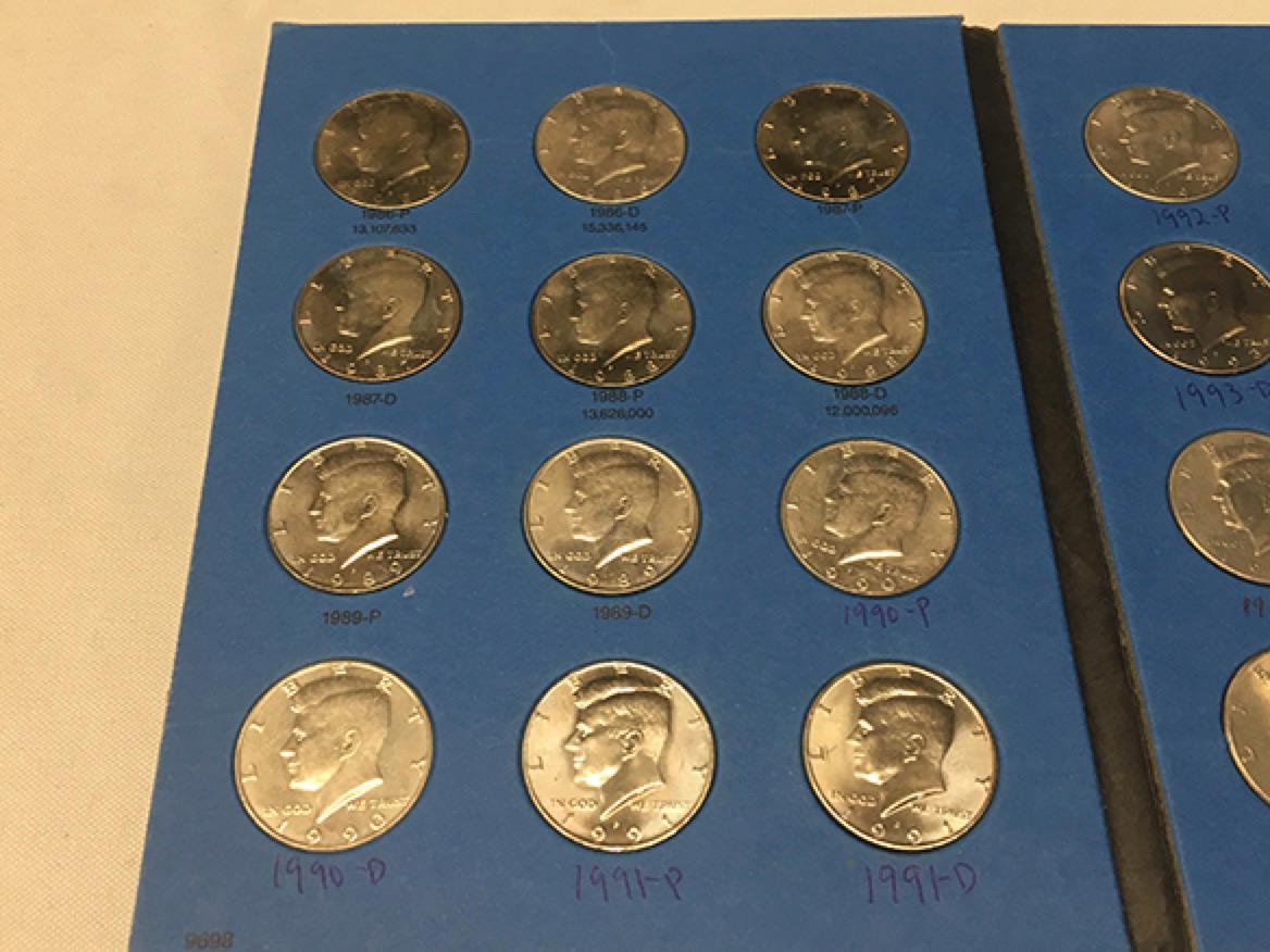 1986-2003 Kennedy Half Dollar Book (35 Coins) Several UNC