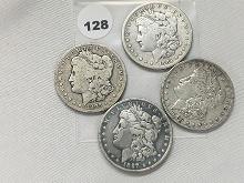 4 X $ 1881-S, 82-S, 87, 89-O Morgan Dollars