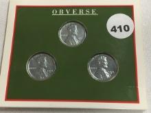 1943 P D S Steel cents Littleton card display
