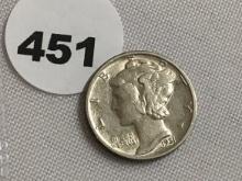 1931-S  Mercury Dime AU