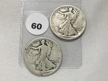 (2) 1917 Walking Liberty Half Dollars