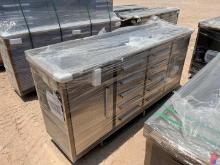 7'L X 2'W X 3'H STAINLESS STEEL TOOLBOX W/ (10) DRAWERS & (2) CABINETS