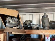 CONTENTS OF (3) SHELVES IN STORAGE CONTAINER #2 TO INCLUDE: REBUILT TURBO FOR S-60 ENGINE, (2) RIG L