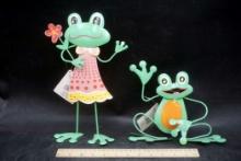 2 - Metal Frog Table Decorations (Cracked On Side)