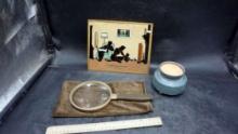 Magnifying Glass, Pipestone Mn Advertising Thermometer, Wax Melt Burner