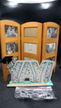 Wooden Standing Picture Frame, "Yay" Graduation Stand & "Grad" Glasses