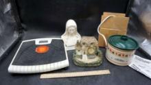 Mary Bust, Rival Little Dipper, Deluxe Cottage Clock & Everweigh Scale