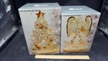 Porcelain Christmas Tree Lamp & Porcelain Angel Lamp