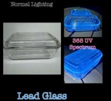 Lead Glass French Arcoroc Butter Dish - Very Uv Reactive Like Uranium Glass - Adds Nice Color To Ura