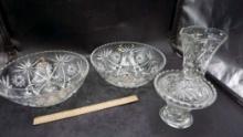 Star Glass Bowls, Vase & Candy Dish