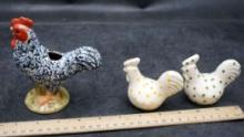 Chicken Shakers & Rooster Figurine