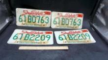 2 - Sets Of Matching South Dakota License Plates