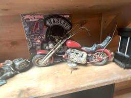 Contents of Shelf - Harley Davidson Memorabilia