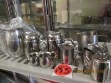 9 Asst Stainless Steel Creamers And Pitchers