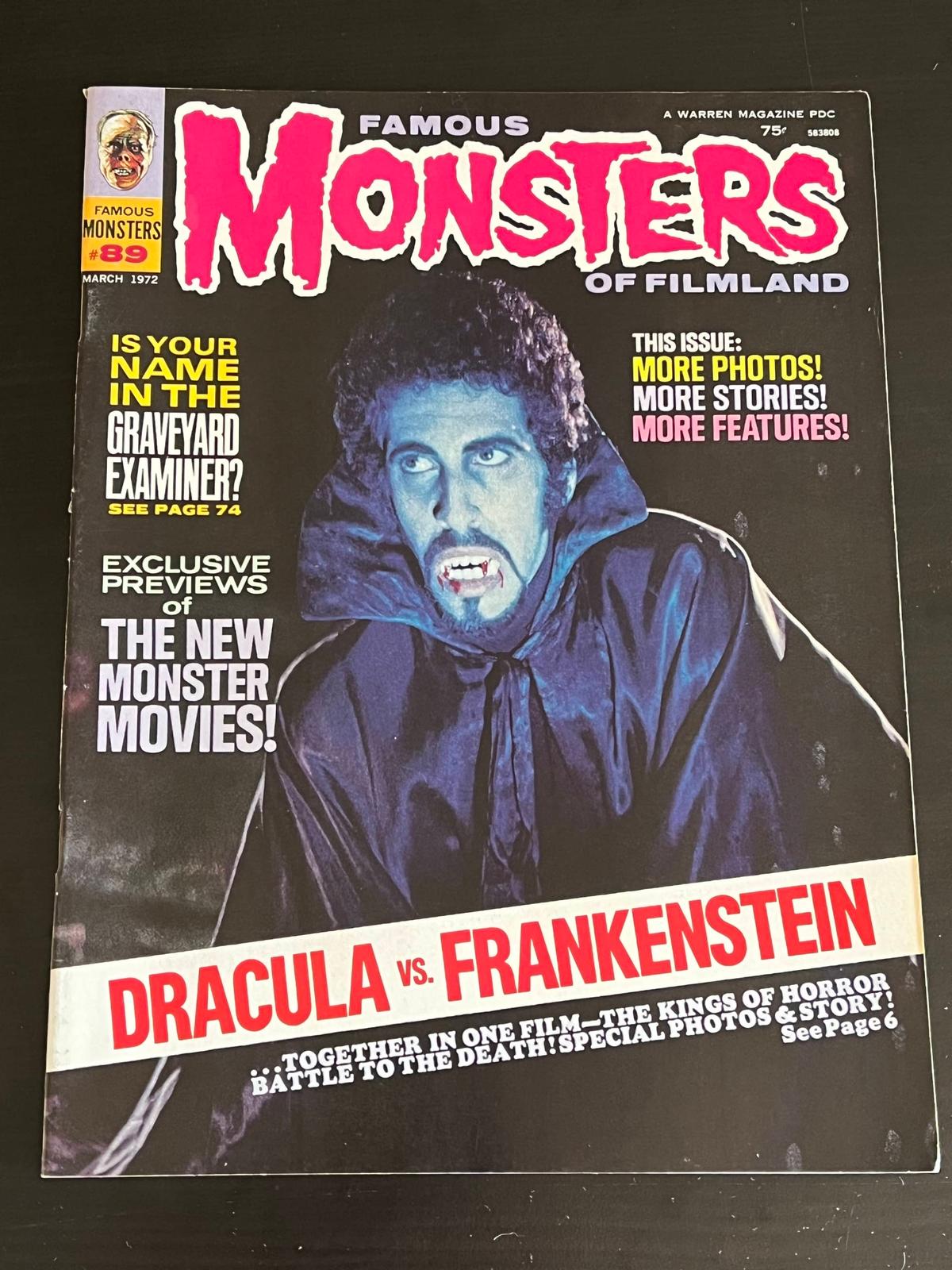 Famous Monsters #89/1972 Obscure Issue! Dracula vs. Frankenstein Cover!