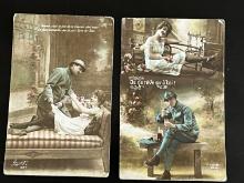 WWI c.1918 Group of (2) German Risque Postcards