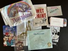 Disneyland Ephemera Lot Includes 4 Shopping Bags, 20th Anniversary Certificate for Main Street Elect