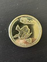 Pixar Fest Disneyland Coin Medallion 2024 Gold Finding Nemo (2003) Movie Coin Marlin & Dory