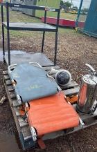 Media Cart, folding stretchers, pressure tank