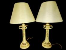 PAIR OF VINTAGE WELLER 9" ROMA ART POTTERY LAMPS