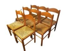 SET OF 8 RUSH BOTTOM CHAIRS (2 slightly different woven seats) - PICK UP ONLY