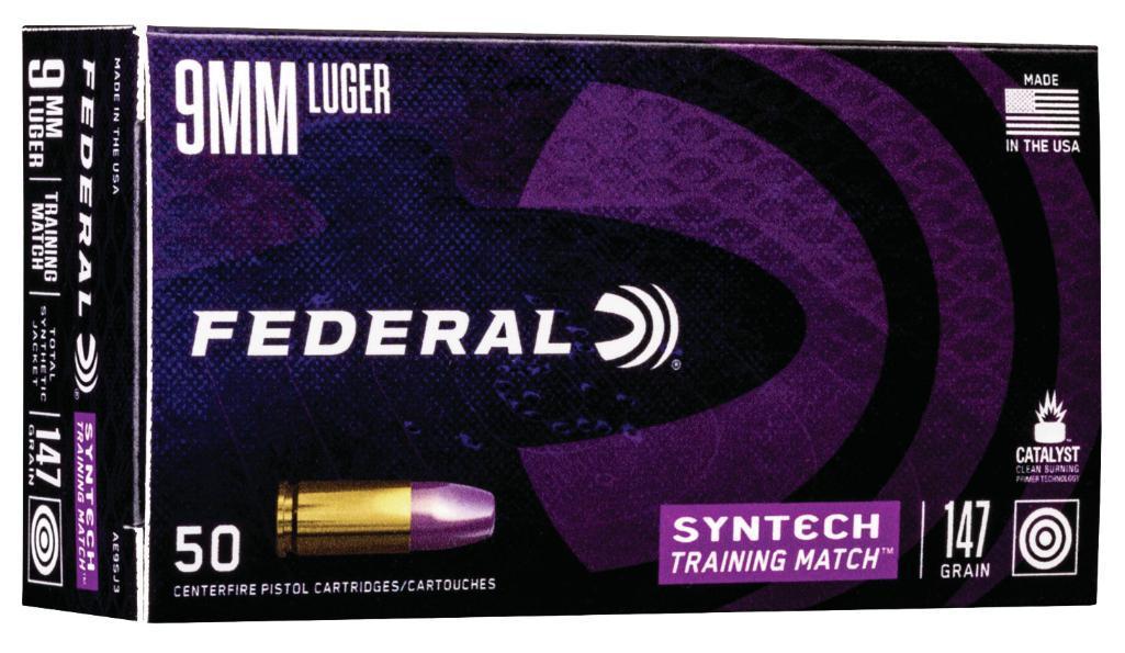 Federal AE9SJ3 Syntech Training Match Training Match 9mm Luger 147 gr Total Syntech Jacket Flat Nose