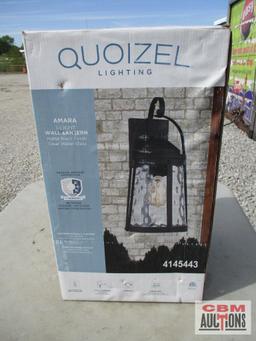 Quoizel 4145443 Amara 1-Light Wall Lantern, Matte Black Finish, Clear Water Glass... *CRT ...
