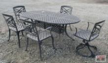 Outdoor Patio Set, Table & 5 Chairs Black