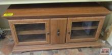 Wooden TV Cabinet With Glass In Doors
