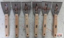 IIT 48200 7" Long Wood Handle Bent Blade Scraper - Set of 6