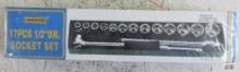 Wisdom 12-SK1712M-2 17pc 1/2" Drive Metric Socket Set (10mm-27mm) 6pt w/ Metal Storage Case 1/2"