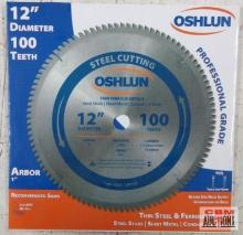 Oshlun SBF-120100 12" Professional Grade Steel Cutting Blade, 100 Teeth, 1" Arbor, Carbide