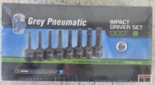 Grey Pneumatic 1300T 8pc 1/2" Drive Impact Internal Torx Driver Set w/ Molded Storage Case T30, T40,