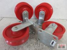 Grainger 1NWD4 V-Groove RED Track-Wheel Plate Caster: 6 in Wheel Dia., 450 lb, 7...1/2 in Mounting H
