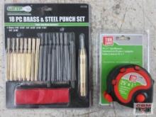 Tool Choice 17694 25' x 1" Tape Measure... Grip 61118 18pc Brass & Steel Punch Set (1/16" to 5/16") 