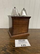 1880s walnut NET&T Type 43 dovetailed extension bell box with Nickel COW Bells