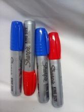 King Size Sharpie Markers, 2 red, 2 blue
