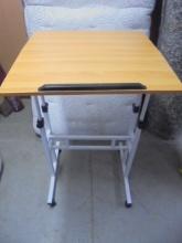 Adjustable Height Metal Wood Top Rolling Desk