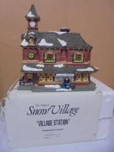 Department 56 "Village Station" Hand Painted Ceramic Lighted House