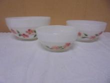 3p Fire King Peach Blossom Nesting Mixing Bowl Set