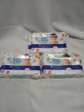 Parents Select Baby Wipes Unscented. Qty 3- 80 Wipes.