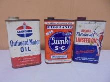 Group of 3 Vintage 1 Quart Metal Cans