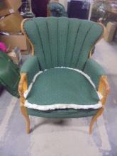 Vintage Upholstered Wood Arm & Leg Accent Chair