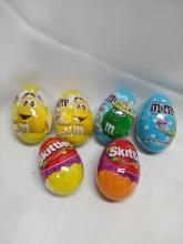 Lot of 6 Candy Filled Mini Eggs- 4 M&Ms 1.37oz, 2 Original Skittles 1.6oz