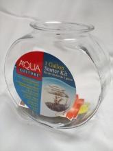 Aqua Culture 1Gal Fish Bowl Starter Kit- Bowl, Fish Food, Water Treatment