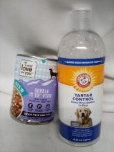 Gobble it up Stew and tartar control water for dogs