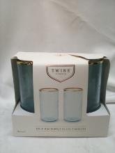 Set of 2 Twine Living Co. Gold Rim Bubble Glass Tumblers