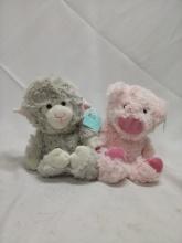 2 Hug Me Plush Animals. 1 Lamb And 1 Pig.