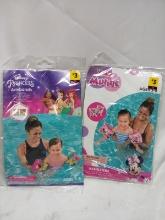 2 Pairs of Disney Ages 3-6 Inflattable Arm Bands- Jr. Minnie Mouse, Princesses